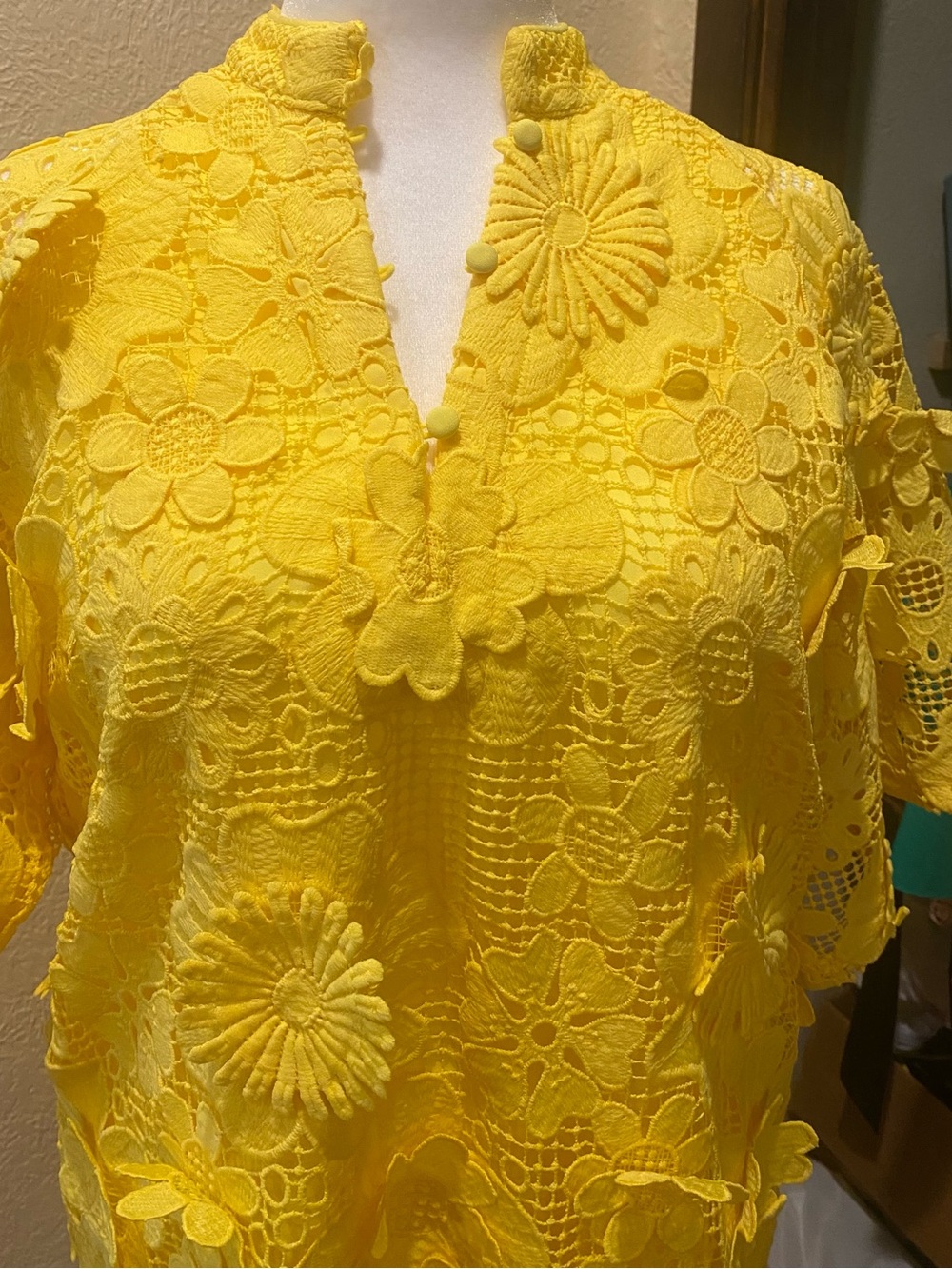 Buddy Love Bright Yellow Floral Lace Tunic